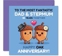 Playful 80th Anniversary Card for Stepmum & Dad