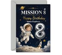 Playful 8th Birthday Card, Blast off into Birthday Fun