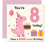 Playful 8th Birthday Card, Roar into Your Big Day