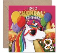 Playful 8th Birthday Card, Unicorn Sunglasses Sass