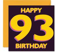 Playful 93rd Birthday Card - Brighten Their Big Day - Bold Yellow and Purple Number Design - A Vibrant Way to Mark a Milestone Year - 145mm Square, Envelope Included