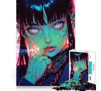 Playful Anime Girl Neon 1000 Piece Jigsaw Puzzles for Adults Jigsaw Memory Gain Stress Release Design Assembly Xmas Gift (38x52cm)