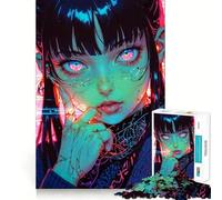 Playful Anime Girl Neon 1000 Pieces Jigsaw Puzzles for Teenagers Improve Memory Mental Relax Sharp Edge Creative Gift (38x26cm)