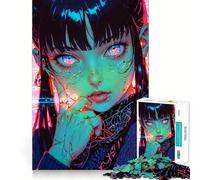 Playful Anime Girl Neon Jigsaw Puzzles for Adults1000 Pieces Clear Logic Toy Leisure Time Perfect Cut Creative Gift (50x75cm)