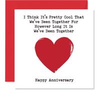 Playful Anniversary Card - Playful Banter about Keeping Track - Big Red Heart Design with Witty Anniversary Message - 145mm Square, Envelope Included