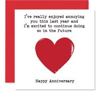 Playful Anniversary Card - Still Loving Winding You Up - Red Heart Design with Witty Anniversary Message - Light-hearted Fun for Couples - 145mm Square, Envelope Included