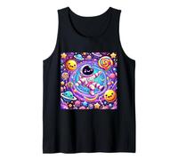 Playful Astronaut Floats in Cosmic Candy Land Tank Top
