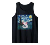 Playful Axolotl Kawaii Van Gogh Style Starry Night Inspired Tank Top