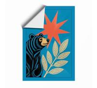 Playful Bear and Stars Modern Unframed Wall Art Print A2 (59.4×42cm), Wall Decor for Living Room, Bedroom, Office & Home, Art Gift