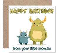 Playful Birthday Card - Birthday Giggles Unleashed - Two Adorable Cartoon Monsters in Bright Colours - Sure to Charm Any Monster Lover - 145mm Square, Envelope Included