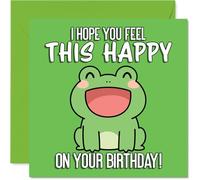 Playful Birthday Card - Bursting with Birthday Cheer - Adorable Happy Frog Illustration - Sure to Put a Smile on Their Face - 145mm Square, Envelope Included