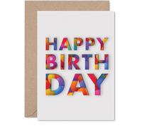 Playful Birthday Card - Bursting with Birthday Cheer - Bold Multicolour HAPPY BIRTHDAY Lettering - Festive Vibes for a Joyful Celebration - 5X7 Inch, Envelope Included