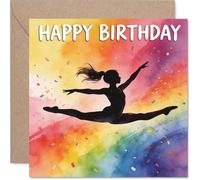 Playful Birthday Card - Bursting with Birthday Cheer - Vibrant Rainbow Dancer Silhouette - A Celebration in Every Colour - 145mm Square, Envelope Included