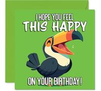 Playful Birthday Card - Bursting with Birthday Cheer - Vibrant Toucan Perched on Lush Green with Joyful Message - 145mm Square, Envelope Included