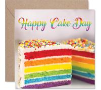 Playful Birthday Card - Bursting with Birthday Joy - Rainbow Cake and Sprinkles Design - Vibrant Fun for Their Big Day - 145mm Square, Envelope Included