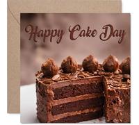 Playful Birthday Card - Celebrate in Rich Style - Decadent Chocolate Cake Topped with Truffles Illustration - 145mm Square, Envelope Included