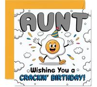 Playful Birthday Card for Aunt - Egg-cellent Fun for Her Special Day - Cartoon Party Egg in a Jaunty Hat - Guaranteed to Crack a Smile - 145mm Square, Envelope Included