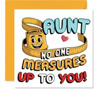 Playful Birthday Card for Aunt - No One Measures Up - Quirky Measuring Tape Design with a Beaming Smiley Face, Mothers' Day - 145mm Square, Envelope Included