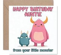 Playful Birthday Card for Auntie, Playful Monster Mischief
