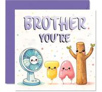 Playful Birthday Card for Brother - Bursting with Birthday Cheer - Cute Cartoon Characters in Pastel Purple - Sure to Put a Big Grin on His Face - 145mm Square, Envelope Included