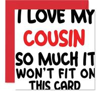 Playful Birthday Card for Cousin - Big Cousin Love - Bold Red and White Text with a Fun Oversized Message - Sure to Raise a Grin - 145mm Square, Envelope Included