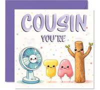 Playful Birthday Card for Cousin - Bursting with Cheer - Adorable Cartoon Characters and Pastel Colours - 145mm Square, Envelope Included