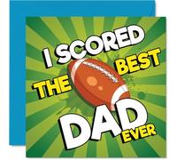 Playful Birthday Card for Dad - Kicked It Out the Park - Vibrant Football Design with Bold Colours - Celebrates Your Top Dad with a Sporty Twist - 145mm Square, Envelope Included