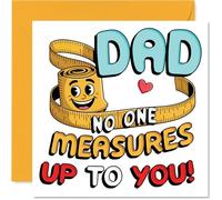 Playful Birthday Card for Dad - No One Measures Up to You - Smiling Measuring Tape and Bold, Cheerful Colours, Father's Day - 145mm Square, Envelope Included