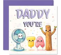 Playful Birthday Card for Daddy - Bursting with Charm - Cute Cartoon Characters in Pastel Purple - Whimsical Fun for Daddy's Big Day, Father's Day - 145mm Square, Envelope Included