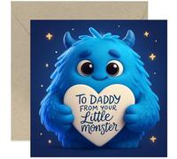Playful Birthday Card for Daddy, 'From Your Little Monster' Gift, From Baby Child Young Son, Heartfelt Design, for Him on Father's Day, Blank Inside with Envelope