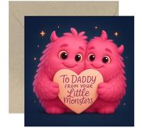 Playful Birthday Card for Daddy, 'From Your Little Monsters' Gift, From two Daughters Sisters, Heartfelt Design, for Him on Father's Day, Blank Inside with Envelope