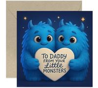 Playful Birthday Card for Daddy, 'From Your Little Monsters' Gift, From two Sons Brothers, Heartfelt Design, for Him on Father's Day, Blank Inside with Envelope