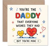 Playful Birthday Card for Daddy - Full of Heart - Hand-drawn Cartoon Hearts and Bold, Colourful Lettering, Father's Day - 145mm Square, Envelope Included
