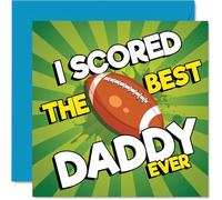 Playful Birthday Card for Daddy - Goal-worthy Giggles - Vibrant Football Design with Bold 'I SCORED THE BEST DADDY EVER' Message - 145mm Square, Envelope Included