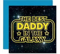 Playful Birthday Card for Daddy - Out of This World Appreciation - Bold Space and Stars Design - Fun Way to Celebrate Your Top Daddy, Father's Day - 145mm Square, Envelope Included