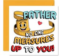 Playful Birthday Card for Father - No One Measures Up - Smiley Measuring Tape Design with Bold Colours - Perfect for Playful Dads, Father's Day - 145mm Square, Envelope Included