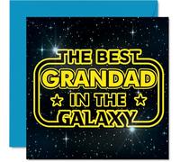Playful Birthday Card for Grandad - Out of This World Grandad - Space and Stars Design with Bold Galaxy Lettering, Father's Day - 145mm Square, Envelope Included