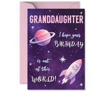 Playful Birthday Card for Granddaughter, Blast off to Birthday Fun