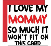 Playful Mothers Day Card for Mommy - Bursting with Love - Bold Red and White Design with Oversized Text - Playful Way to Show You Care, Birthday - 145mm Square, Envelope Included
