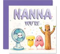 Playful Birthday Card for Nanna - Bursting with Cheer - Whimsical Cute Characters in Soft Pastels - Sure to Make Nanna Smile, Mothers' Day - 145mm Square, Envelope Included