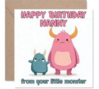 Playful Birthday Card for Nanny, from Your Little Monster