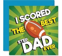 Playful Birthday Card for Step Dad - Scored a Winner with the Best Step Dad - Bold Football Design in Vibrant Colours - 145mm Square, Envelope Included