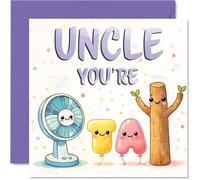 Playful Birthday Card for Uncle - Whimsical Fun for a Top Uncle - Cute Pastel Cartoon Characters Design - Sure to Spark a Grin, Father's Day - 145mm Square, Envelope Included