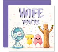 Playful Birthday Card for Wife - Adorable Charm for Your Special Day - Cute Cartoon Characters in Soft Pastel Purple, Anniversary - 145mm Square, Envelope Included