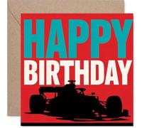 Playful Birthday Card - Full Throttle Birthday Energy - Bold Racing Car Against a Vibrant Red Splash - Ideal for Motorsport Fans and Speed Lovers - 145mm Square, Envelope Included