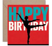 Playful Birthday Card - Get Your Groove on - Bold Dancer Silhouette with Vibrant Red Party Backdrop - Brings Instant Celebration Energy - 145mm Square, Envelope Included