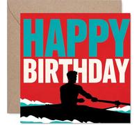 Playful Birthday Card - Make Their Day Oar-some - Striking Rowing Silhouette Against a Bold, Vibrant Backdrop - Fun Nod to Sports Lovers - 145mm Square, Envelope Included