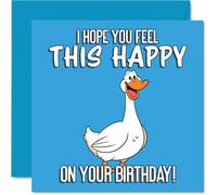 Playful Birthday Card - Spread Pure Birthday Joy - Cheerful Cartoon Duck on Bright Blue - Sure to Spark a Beaming Smile - 145mm Square, Envelope Included