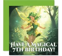 Playful Birthday Card - Sprinkle of Magic and Mischief - Fairy in Enchanting Green Forest Scene - Whimsical Fun for Their Special Day - 145mm Square, Envelope Included