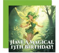 Playful Birthday Card - Sprinkle Some Birthday Magic - Cheerful Fairy in a Lush Green Forest - Whimsical Design for a Memorable Celebration - 145mm Square, Envelope Included